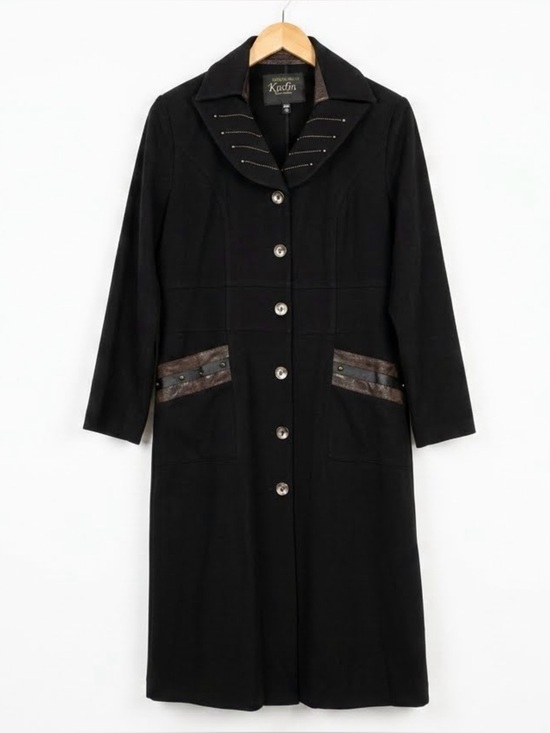 Jackets & Blazers - Vintage Kadin Trench Coat Womens 12 Black Goth Matrix Lightweight Long Jacket